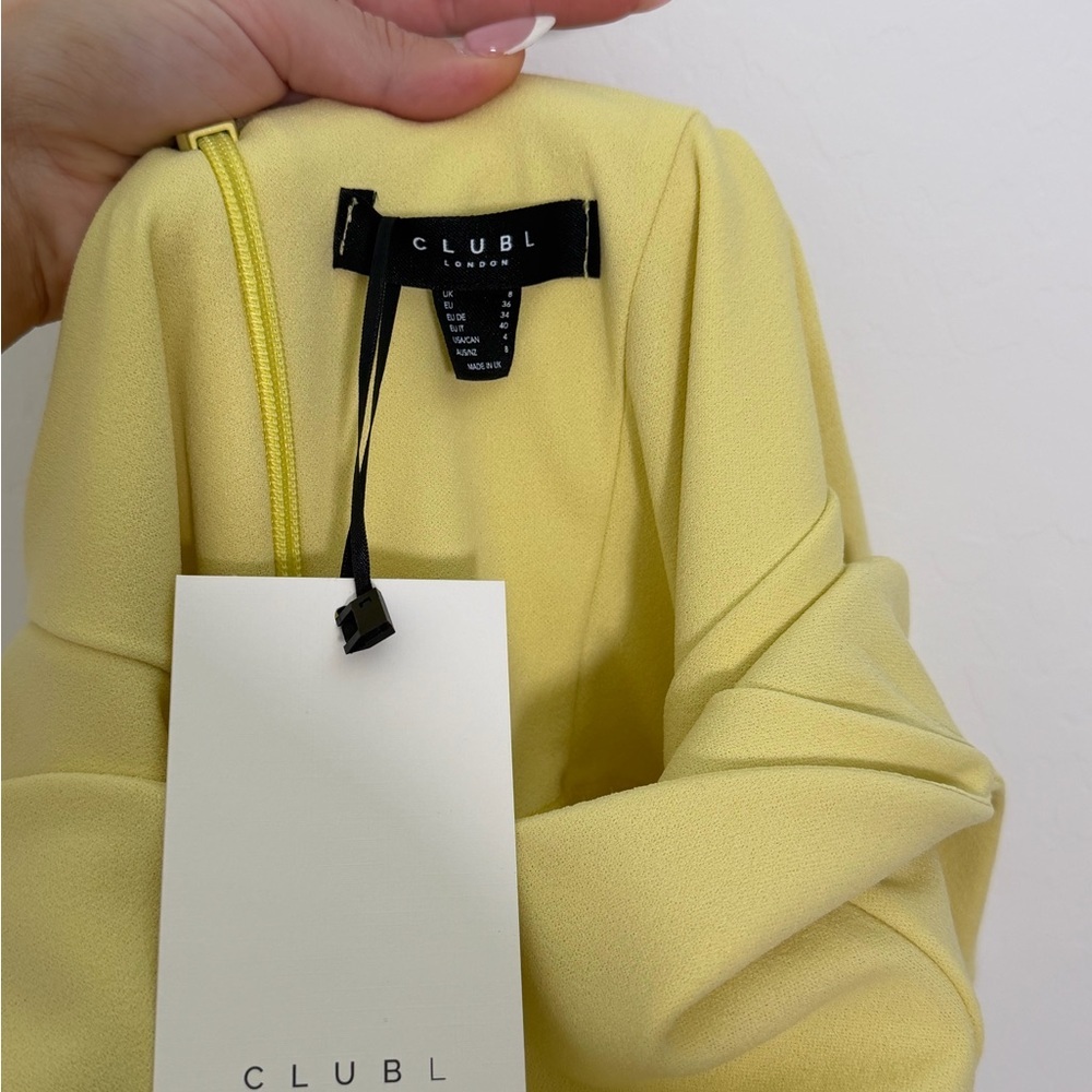 Club L London Sweetheart Midi Dress in Pale Yellow - NEW WITH TAGS - Picture 7 of 8